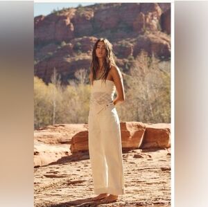 Free People Palmer Cuff Jeans wide leg Eggshell We The Free Loose Sz 30 NWOT